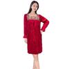 Женская роскошная ночная сорочка из красного бархата - Элегантная осенне-зимняя домашняя одежда