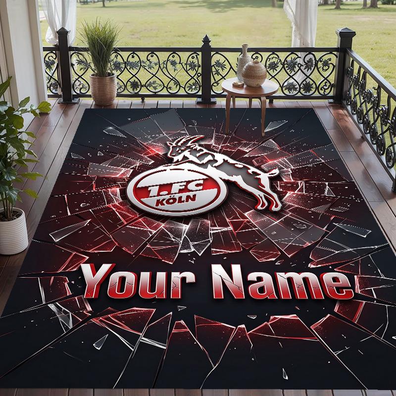 Custom Text Printed Rug FC Köln Non Slip Floor Carpet For Home Room Decor