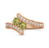 Peridot Twin Stone Pavé Bypass Ring - Sterling Silver Rose Gold Vermeil