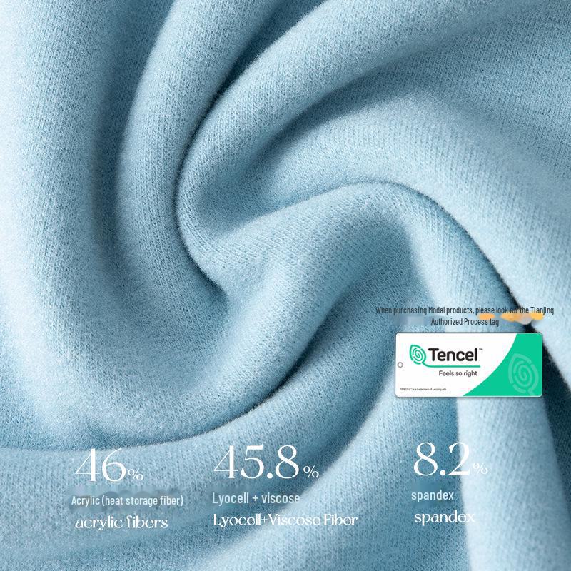 Мужской теплый двусторонний флисовый топ Tencel: Утолщенный, бархатный, с круглым вырезом, однотонный, идеально подходит для осени и зимы.