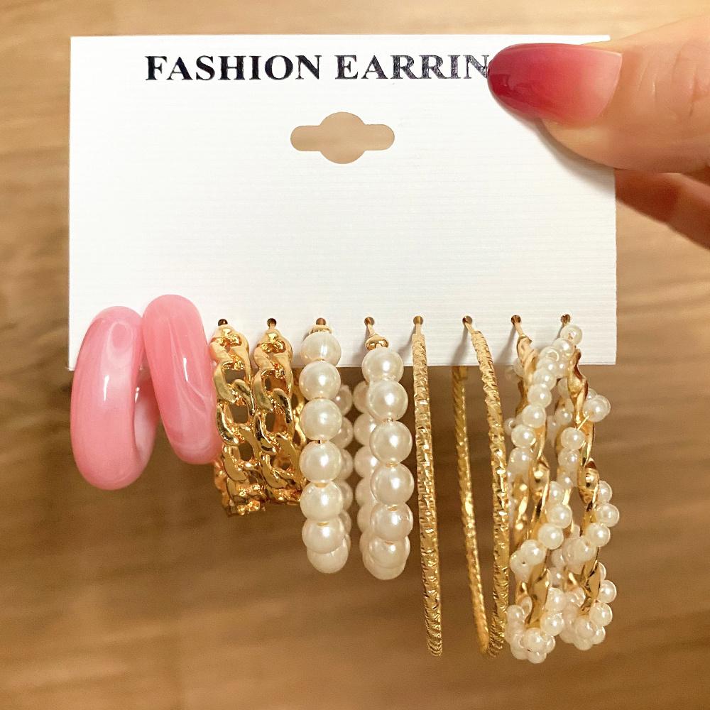 Винтажные элегантные геометрические серьги-кольца для женщин, комплект ювелирных изделий из металлической смолы и акрила, подарок