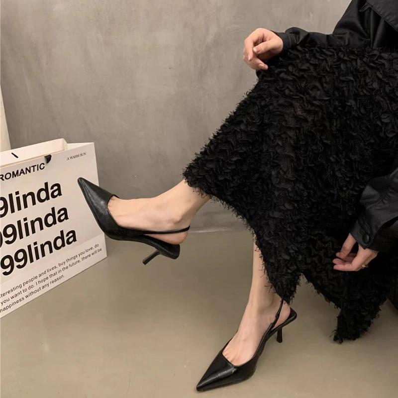 Модные летние модные сексуальные туфли с острым носком женские туфли с ремешком сзади серебристые туфли на высоком каблуке темпераментные туфли на шпильках женские туфли Zapatos