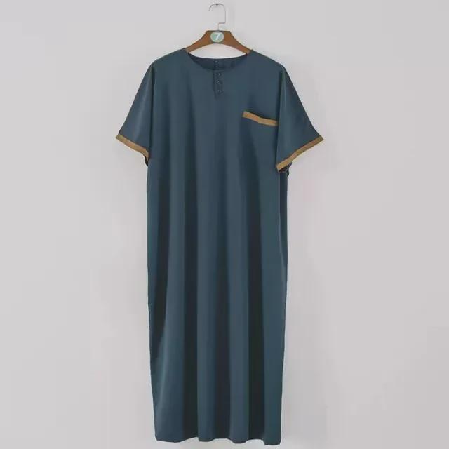 Мужской летний халат свободного кроя с короткими рукавами в ближневосточном стиле (Плюс Размер)