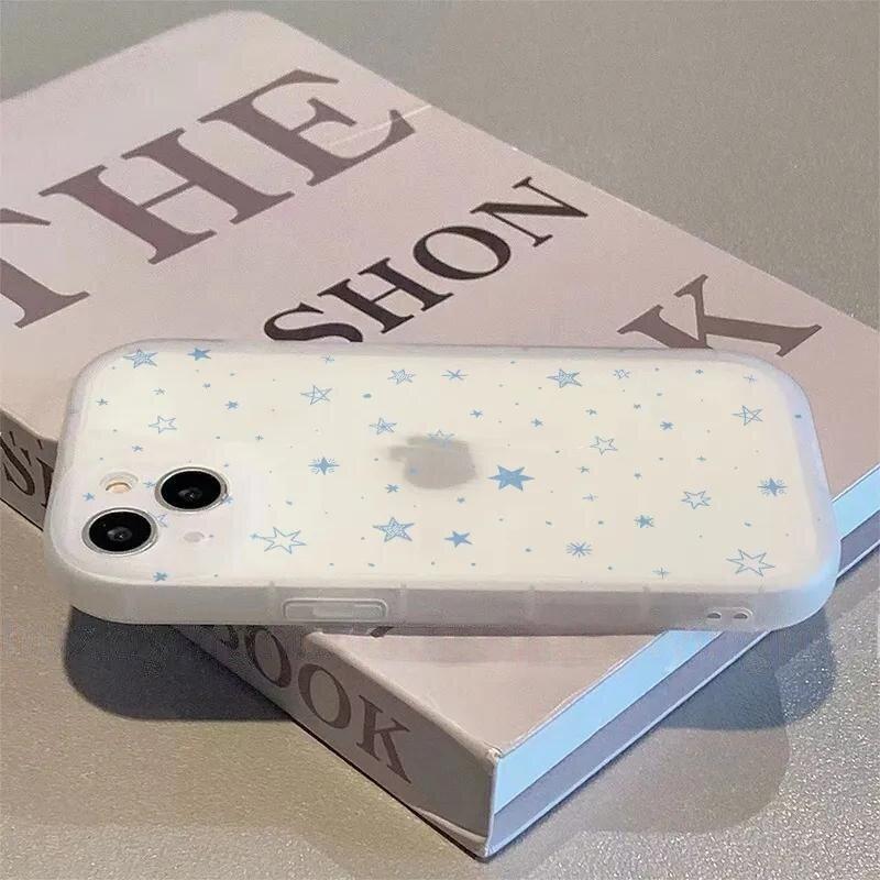 Синяя точка звезда подходит для чехла для мобильного телефона iPhone17promax, Apple 16 новый 15 матовый 14 мягкий чехол 13.