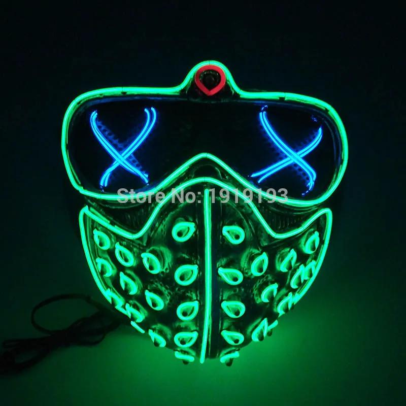 Флуоресцентная светодиодная неоновая пленка Тематическая маска Маска для хоккейного фестиваля Проволочная Крутая фигурка воина Шлем Маска для вечеринки В