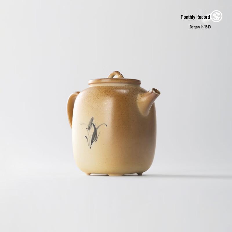 Квадратный чайник 'Орхидея' от Yue Ji Yao, неокрашенный, обожженный