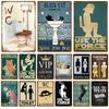 Man Lady Funny WC Sign Metal Poster Toilet Plate Tin Plaque KTV Bar BBQ Shop Bathroom Wall Decor Mural Home Vintage Photo Pub