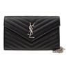 Ysl Cassandre Серебристая фурнитура Иконка-звено Съемная металлическая цепочка Кожаная сумка через плечо Женская сумка через плечо Черная 377828-BOW02-1000