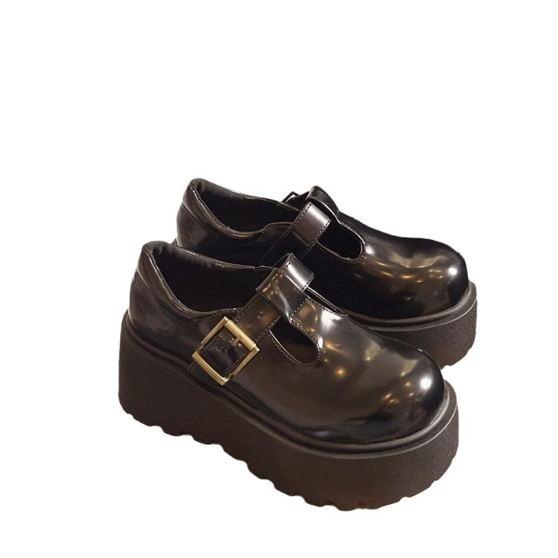 Мода 2025 Новая лакированная кожа Весенние мотоциклетные ботинки челси Туфли до колена Мода Панк Ботильоны Платформа Мода Женская Осенняя обувь