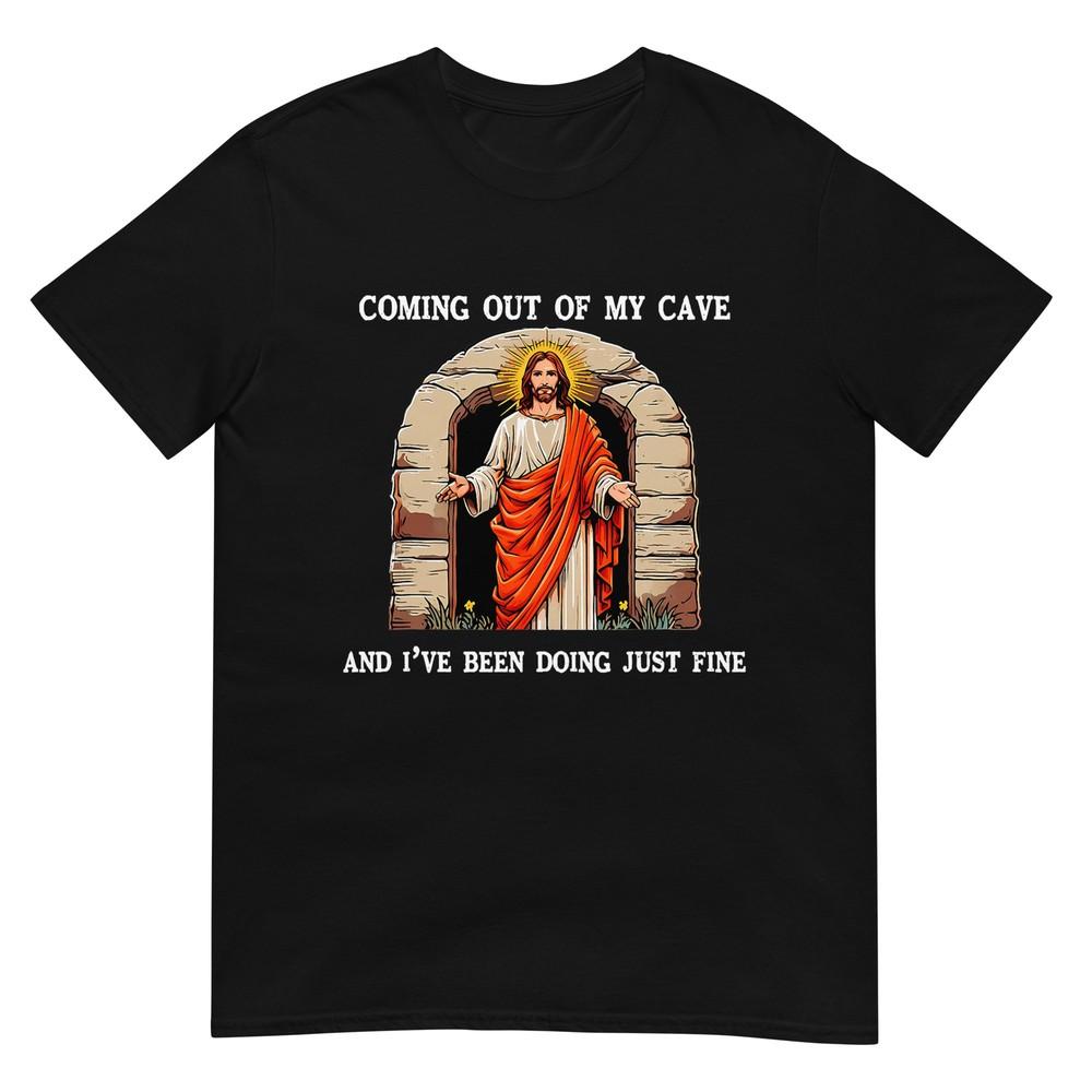 Funny Easter Jesus Coming Out Of My Cave Retro Humor Easter TShirt