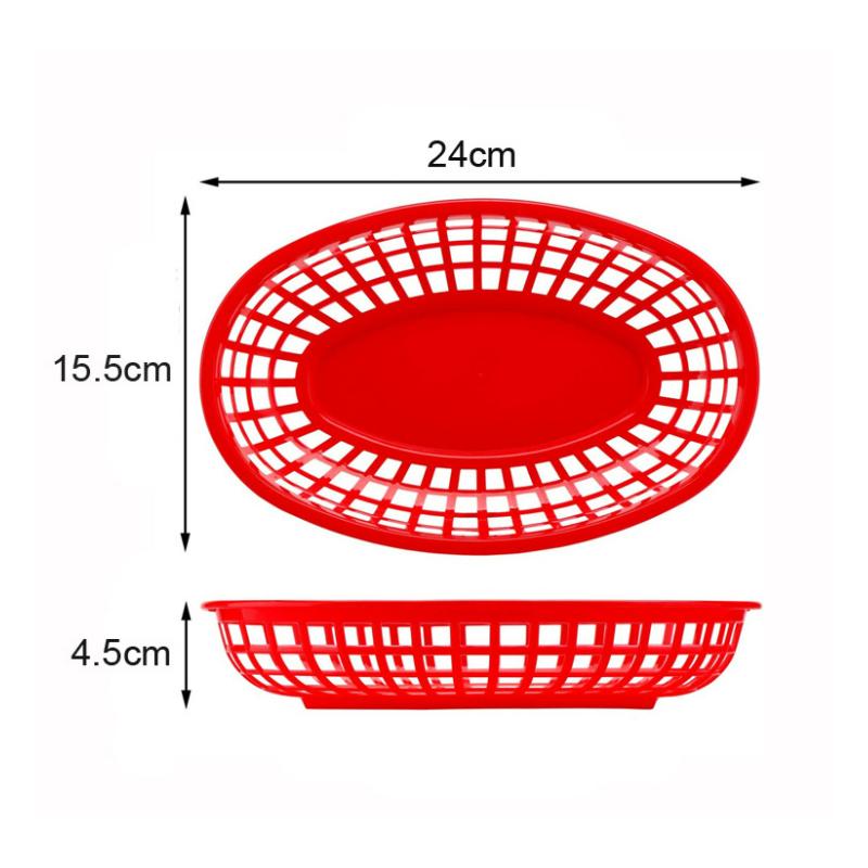 Цветная пластиковая корзина для хранения, блюдо, овальная тарелка для подачи еды, хлеба, хот-догов, ресторанный поднос, кухонный настольный декор, реквизит для фото