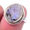 Кольцо из серебра 925 пробы с натуральным радужным лунным камнем ручной работы S.6 b1k37