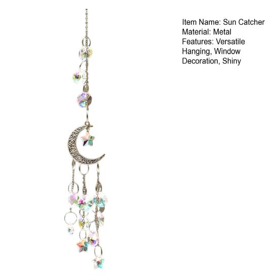 Star Sun Catcher Faux Crystal Prism Rainbow Maker Stars And Moon Colorful Hanging Suncatcher for Window Home Garden Decoration