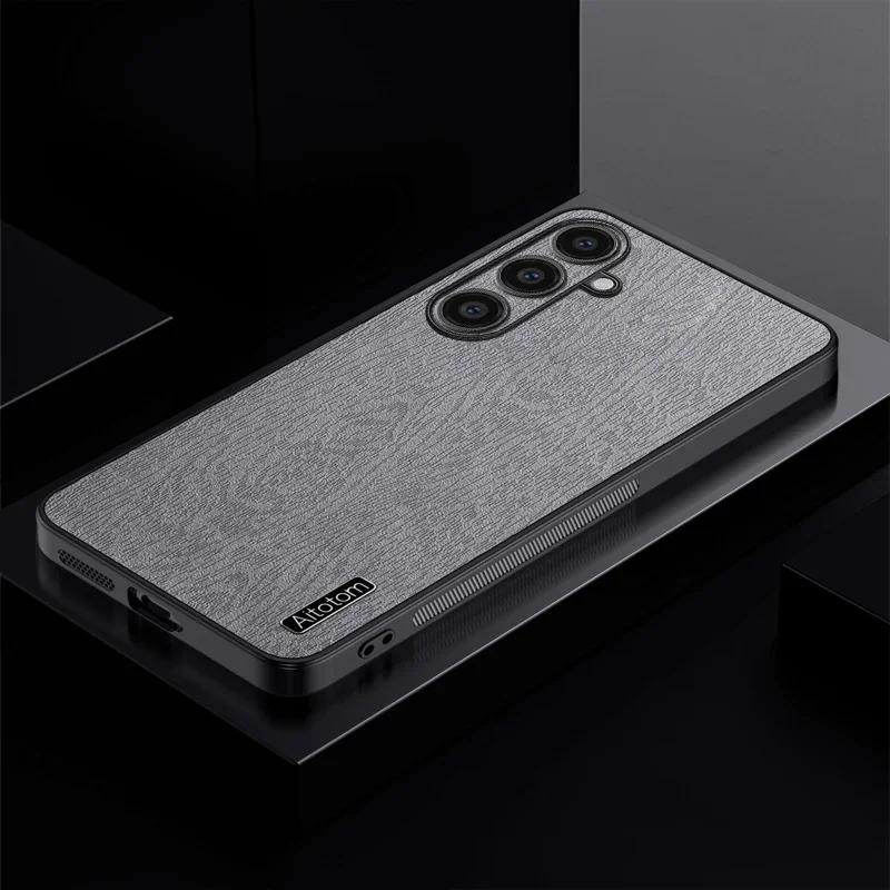Задняя крышка с узором из древесной кожи для телефона Samsung Galaxy A55 A35 A25 A15 A05 A05S M55 4G 5G, чехол-защита с мягкой рамкой