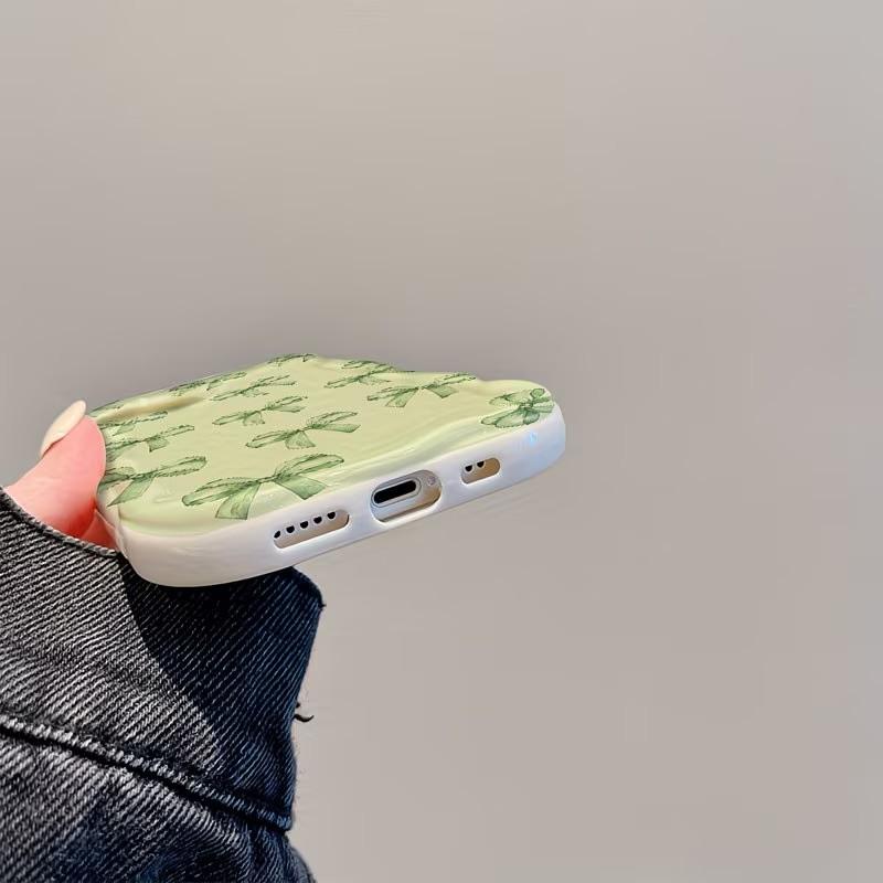 Чехол для телефона с акварельным узором "Зеленый бант" для Samsung Galaxy S26 S25 S24 S23 S22 Ultra Plus FE A16 A17 A37 A36 A57 A56 A55