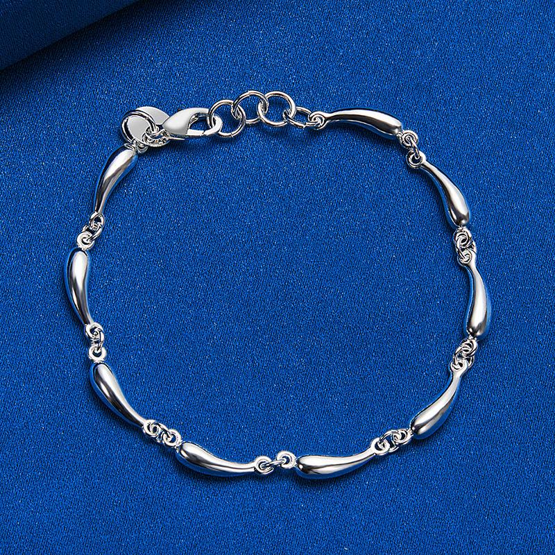 Fashion 925 Sterling Silver 8 Inches Drop Chain Bracelet Women Wedding Charm Jewelry Party Accessories