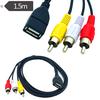 5Feet/1.5M Usb 2.0 Female To 3 Rca Male Video A/V Camcorder Adapter Cable