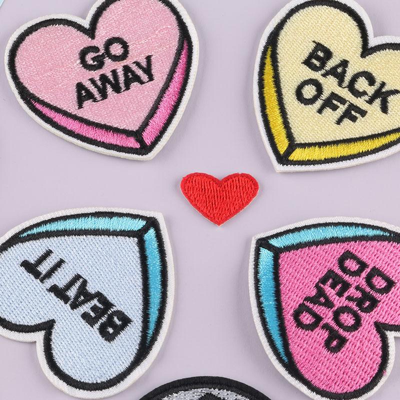 Вышитая этикетка для одежды, аксессуары, вышитая нашивка, наклейка, палец, любовь, инопланетянин, письмо, сделай сам, наклейка для глажки ткани