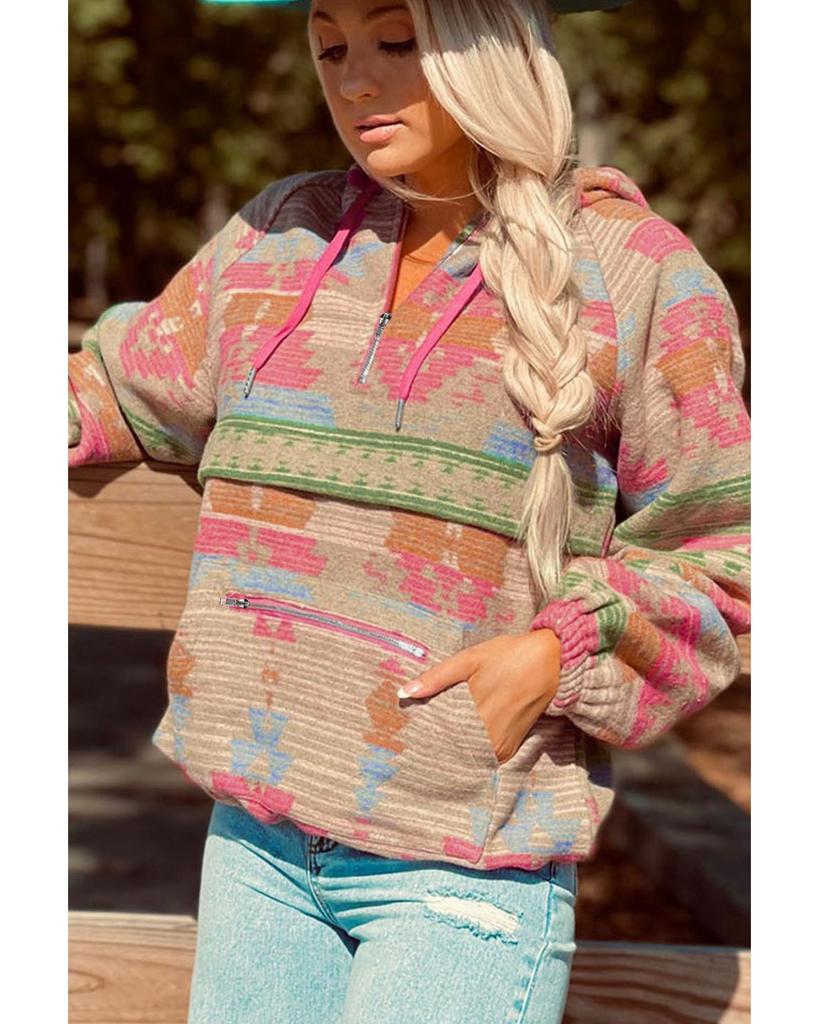 Azura Exchange Толстовка с капюшоном на молнии с принтом и карманом-кенгуру