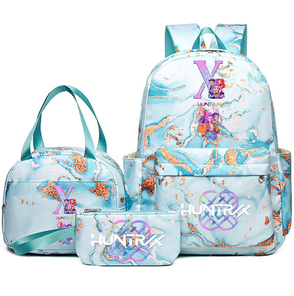 3Pcs/set Anime English Letter A-Z Printed Backpack Handbag Pencil Case for Teenager Student Girl Boy Bookbag Travel Bag Kid Gift