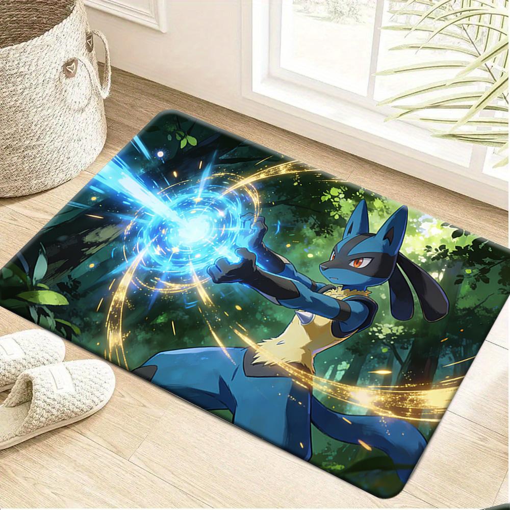 Pokemon Riolu Cool Action Print Non-Slip Doormat, Absorbent Floor Mat for Home Decor