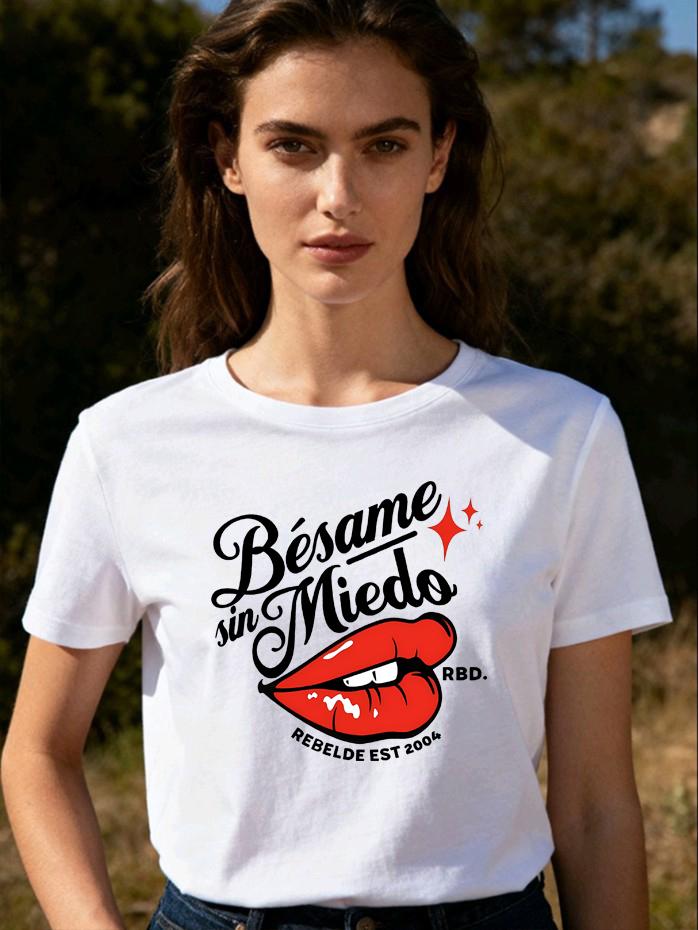 RBD Classic Song B é Same Sin Miedo Retro Red Lip Commemorative Short Sleeved Pure Cotton T-shi