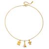 Design holiday style 18K gold Paris Tower aircraft pendant necklace jewelry