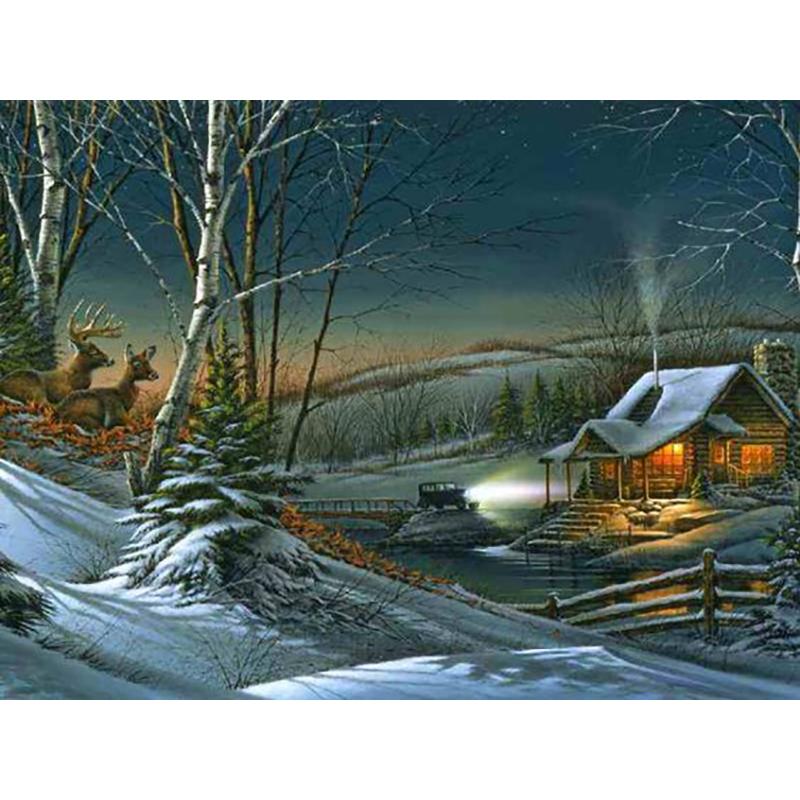 Снежный пейзаж «сделай сам», 5D алмазная живопись, полная круглая дрель, пейзажная вышивка, набор для вышивки крестом, мозаика, искусство, настенный подарок, домашний декор