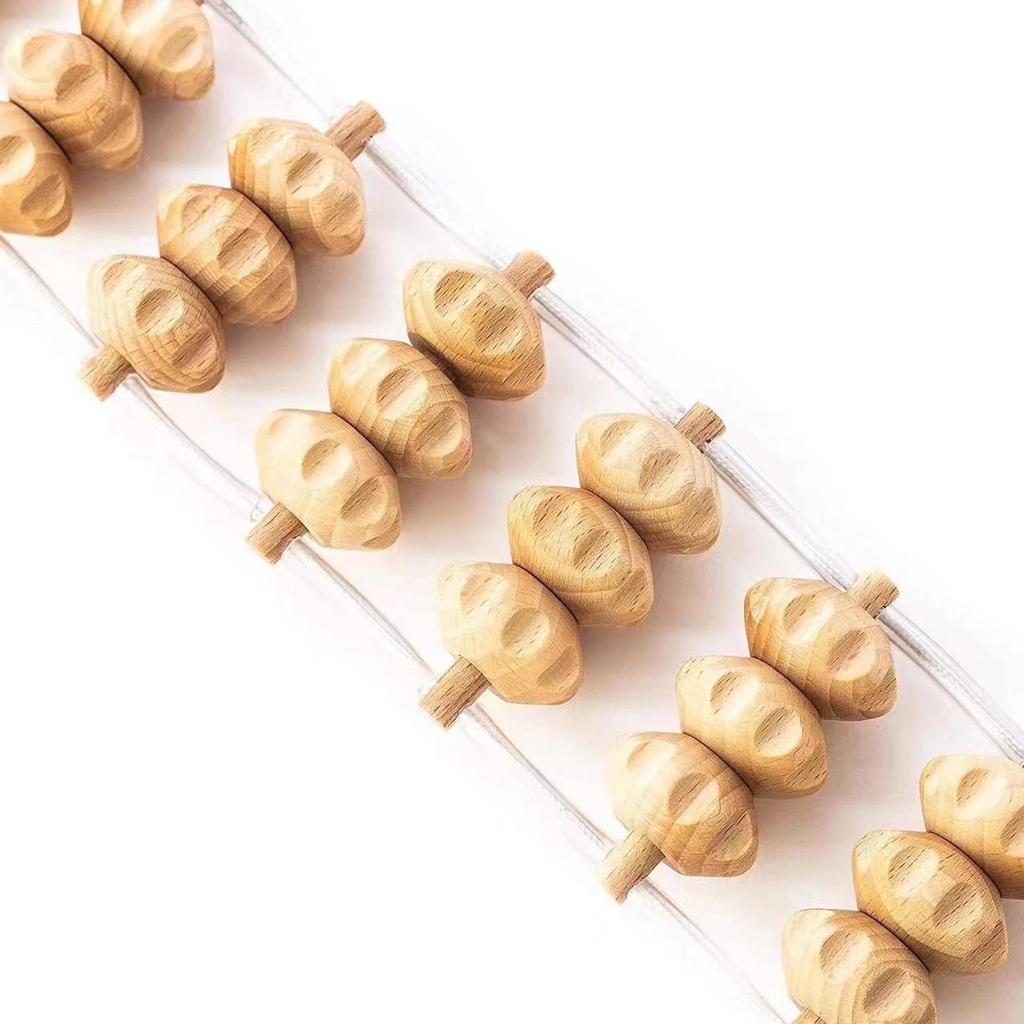 Beech Wood Manual Meridian Massager Roller for Shoulder and Back