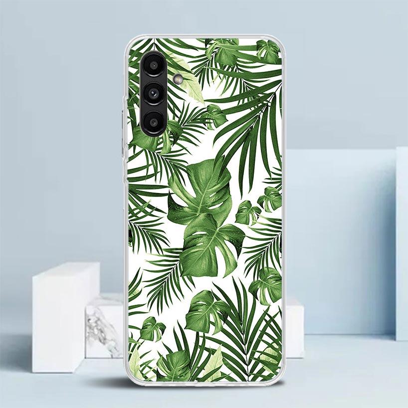 Летние Тропические Растения Зеленый Лист Чехол для Телефона Для Samsung Galaxy A17 A37 A57 A16 A15 A14 A13 A56 A55 A54 A53 A36 A35 A34 A33 A26