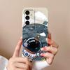 Case For Samsung Galaxy M55 5G Flower Soft Liquid Silicone Camera Lens Protection Back Cover For Samsung M 55 Coque Funda Bumper