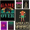 Retro Gaming Quotes Kraft Paper Posters Funny Game Wall Art Prints Painting for Kids Boys Room Decor Playroom Decoration Mural