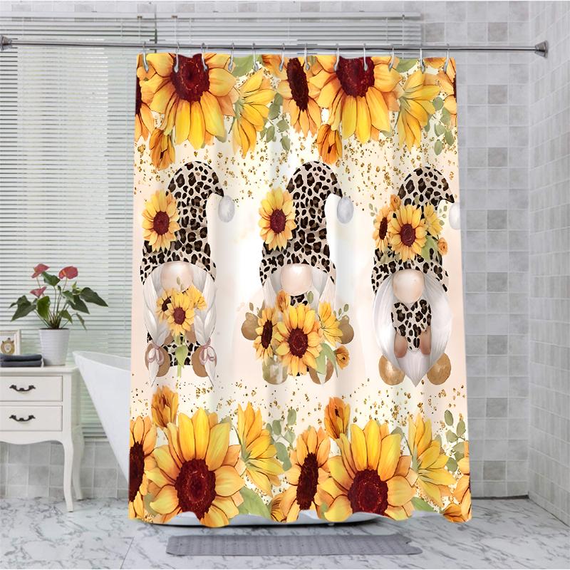 Sunflower Dwarf Bathroom Shower Curtain Dwarf Waterproof Fabric Bathroom Curtain With 12 Hooks Sunflower Home Deco Free Ship