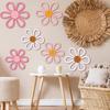 6Pcs/Set Bohemia Flower Wall Hanging Ornament Decoration Farmhouse Rustic Wooden Floral Wall Art Home Office Living Room Bedroom Wall Decoration