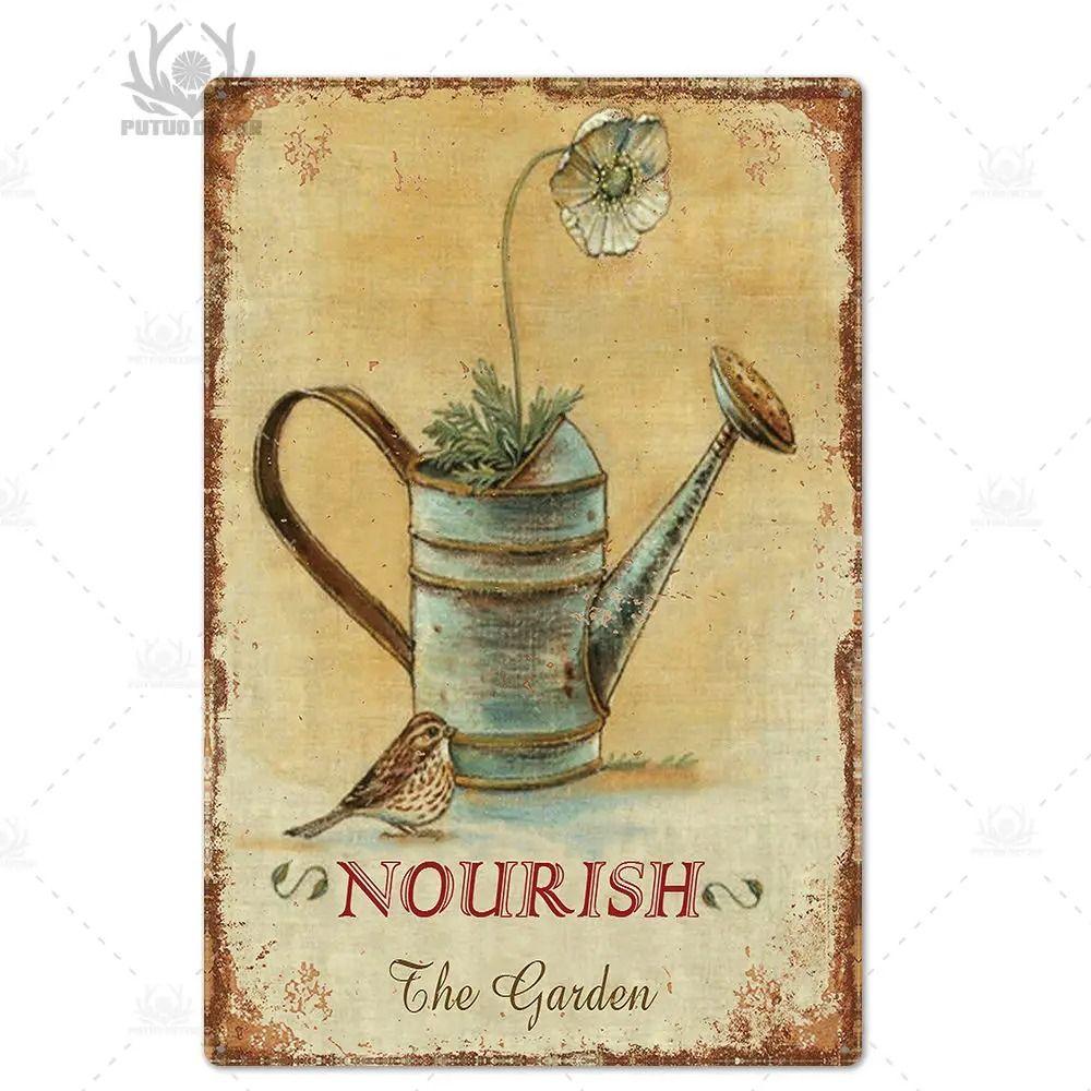 Оловянная вывеска в прованском стиле, французское деревенское металлическое настенное искусство 20x30 см