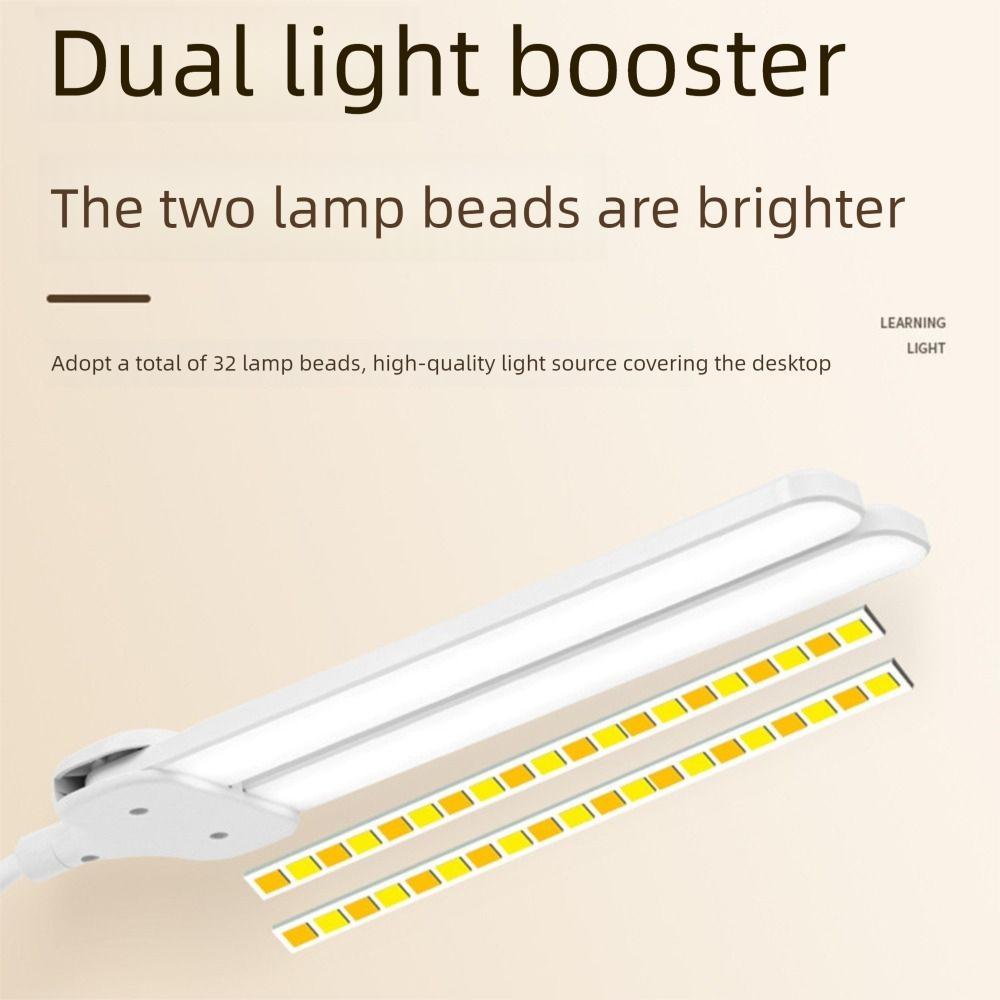 Touch Dimming LED Clamp Double Head Desk Lamp Flexible Reading Lamp with Clip Learning