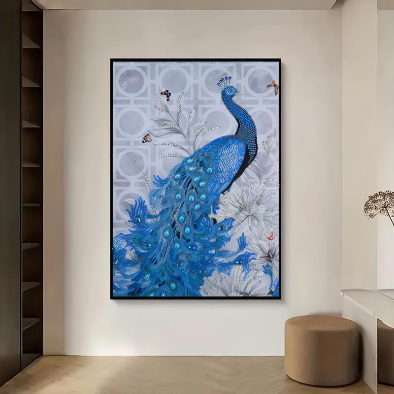 DIY Diamond Painting Cross Stitch Gorgeous Peacock Living Room Entrance Full of Diamonds Decorative Painting