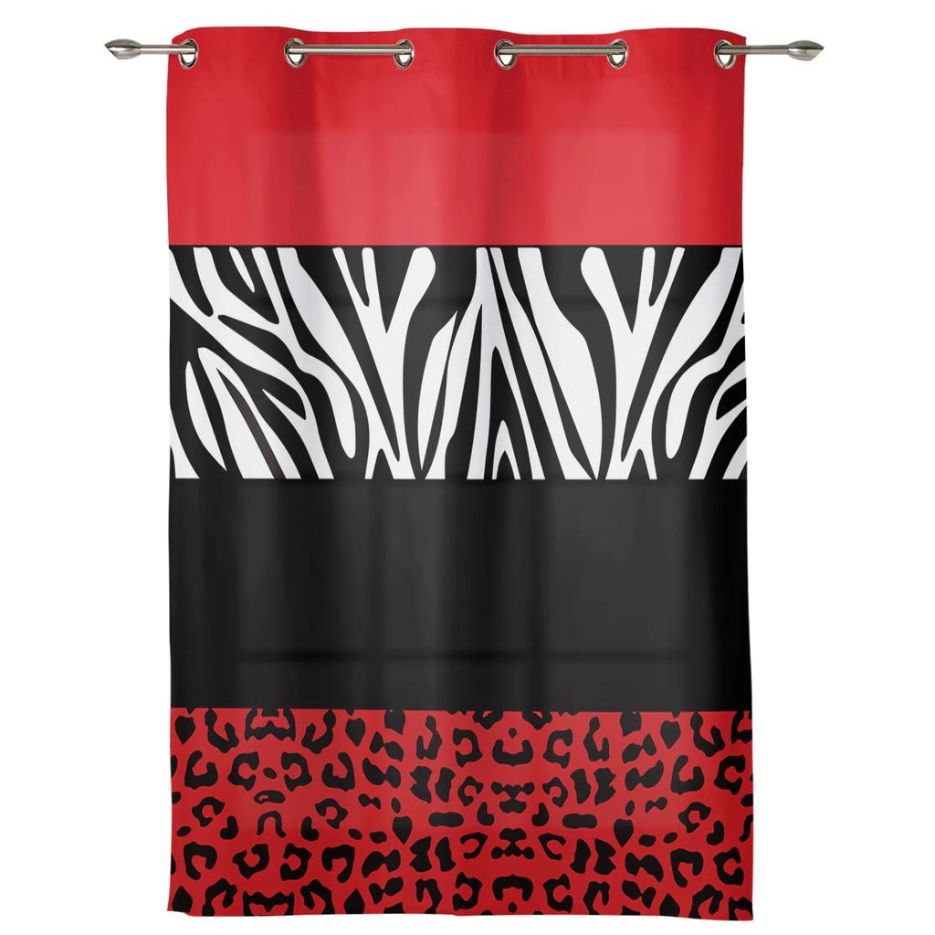 2 шт. Красная зебра с леопардовым принтом, оконные шторы, домашний декор, оформление окон в спальне, шторы с ламбрекеном для гостиной, люверсы сверху
