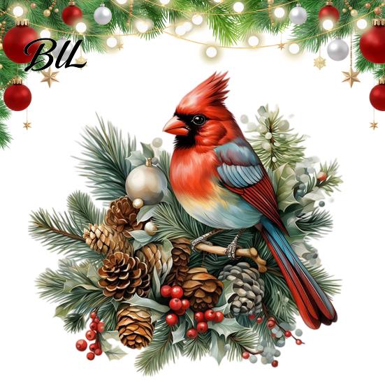 Winter Seasonal Window Ornaments Christmas Bird Wall Sticker, Decorative PVC Decal with Pine Branch Cone And Reusable Holiday Glass Clings Red Berry,