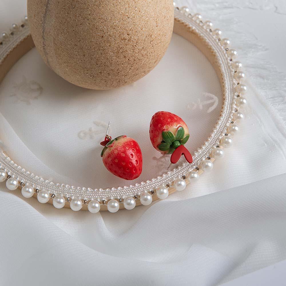 Sweet Lovely Girls Strawberry Heart Cute Fashion Jewelry Ear Stud Earrings Dangle Earrings