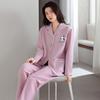 Осенне-зимняя женская пижама из воздушного хлопка, теплая и утолщенная, из чистого хлопка, с длинными рукавами, комплект сандвич-домашней одежды