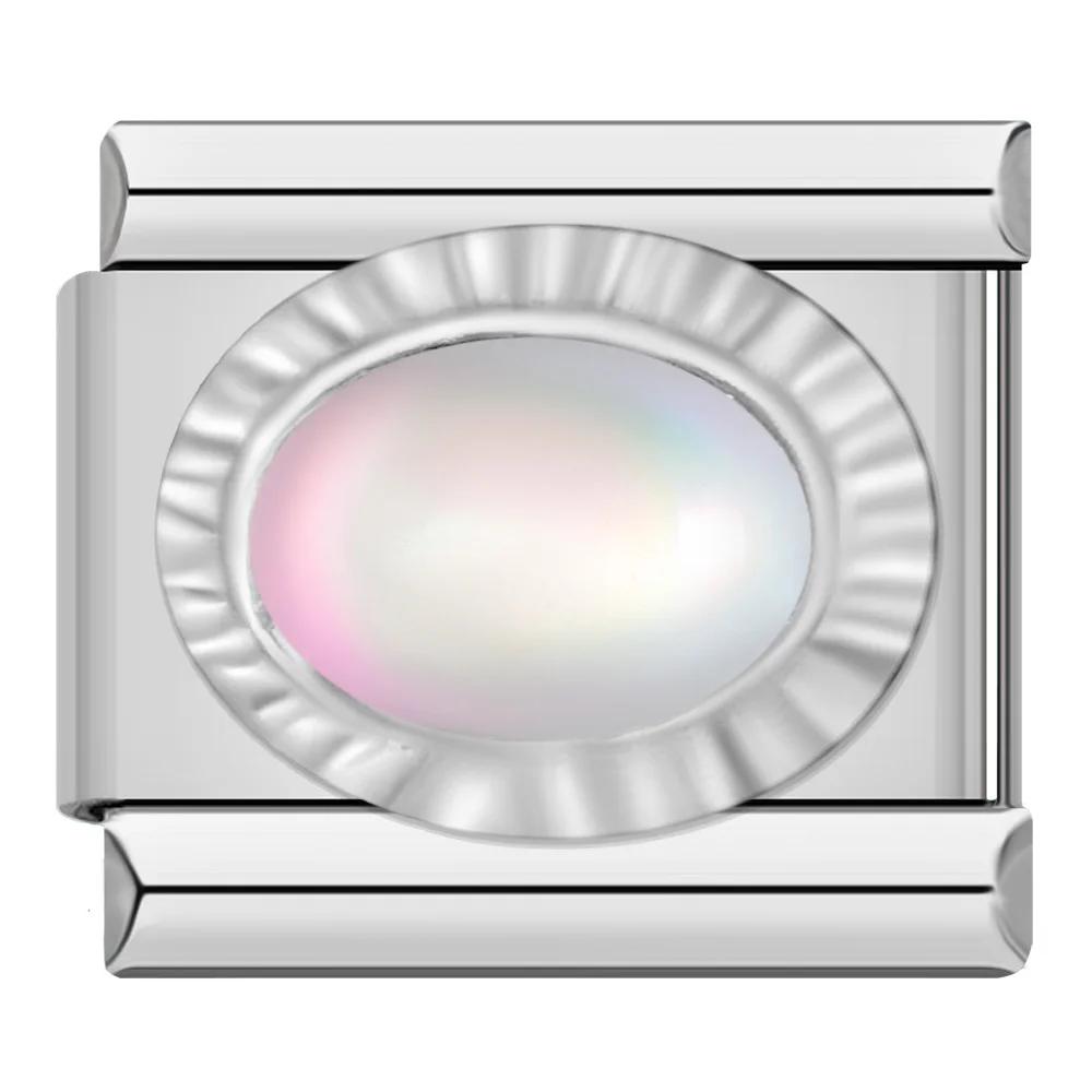 2023 Мода Сердце Эллиптический Прямоугольник CZ Шарм Итальянские Звенья Подходит Для Браслета 9 мм Из Нержавеющей Стали Изготовление Ювелирных Изделий DJ692