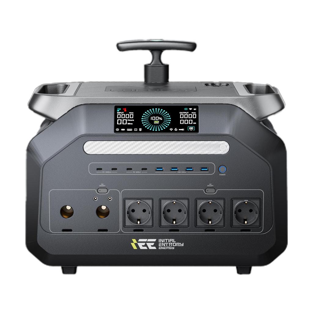 Портативная электростанция IEE P3200 3200 Вт, Солнечный генератор 2048 Вт·ч с аккумулятором LiFePO4, Быстрая зарядка, Управление через приложение, 16 портов, Портативная электростанция ИБП