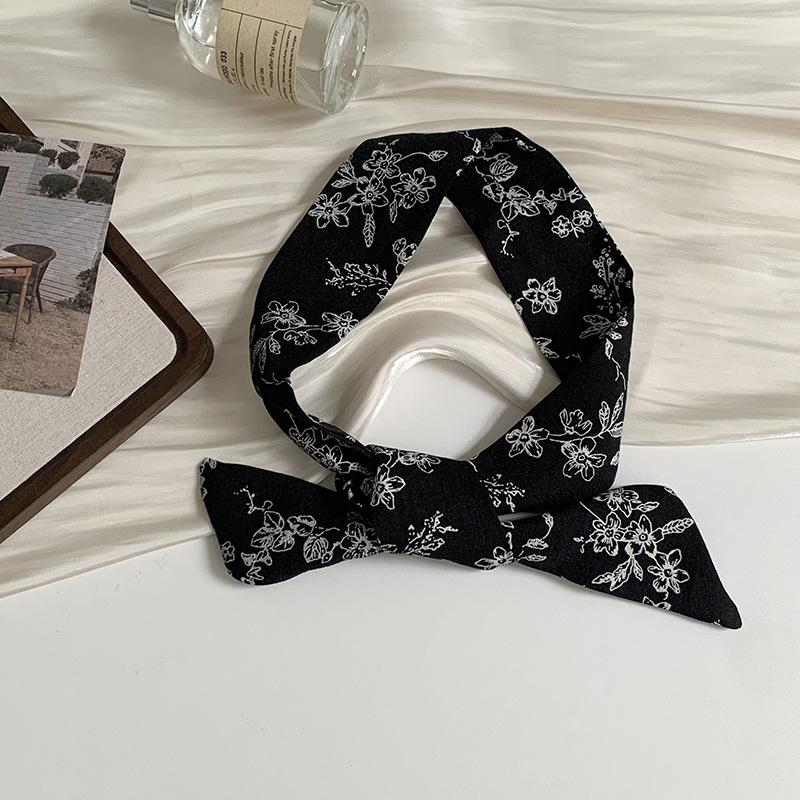 Long Silk Scarf New Fashion High Sense Small Scarf Versatile Long Bag Ribbon Decorative Headband Belt
