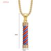 New Hip Hop Jewelry Titanium Steel Gold Plated Diamond Inlaid Rotating Light Pendant Necklace