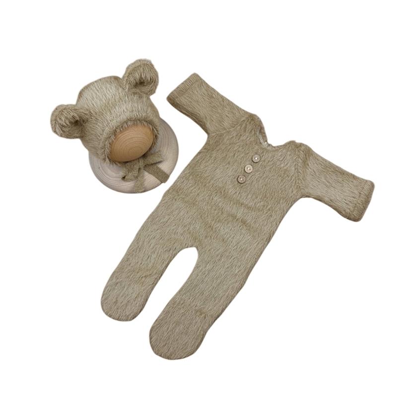 Девочка Мальчик Фото Реквизит Новорожденный Младенец Костюм Медведь Тема Комбинезон Шапка Одежда Наряд Фотосессия Одежда Детские Товары