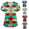 Summer Women's Retro Printed Loose Casual V-neck Short Sleeved Pocket Top T-Shirts Women’s