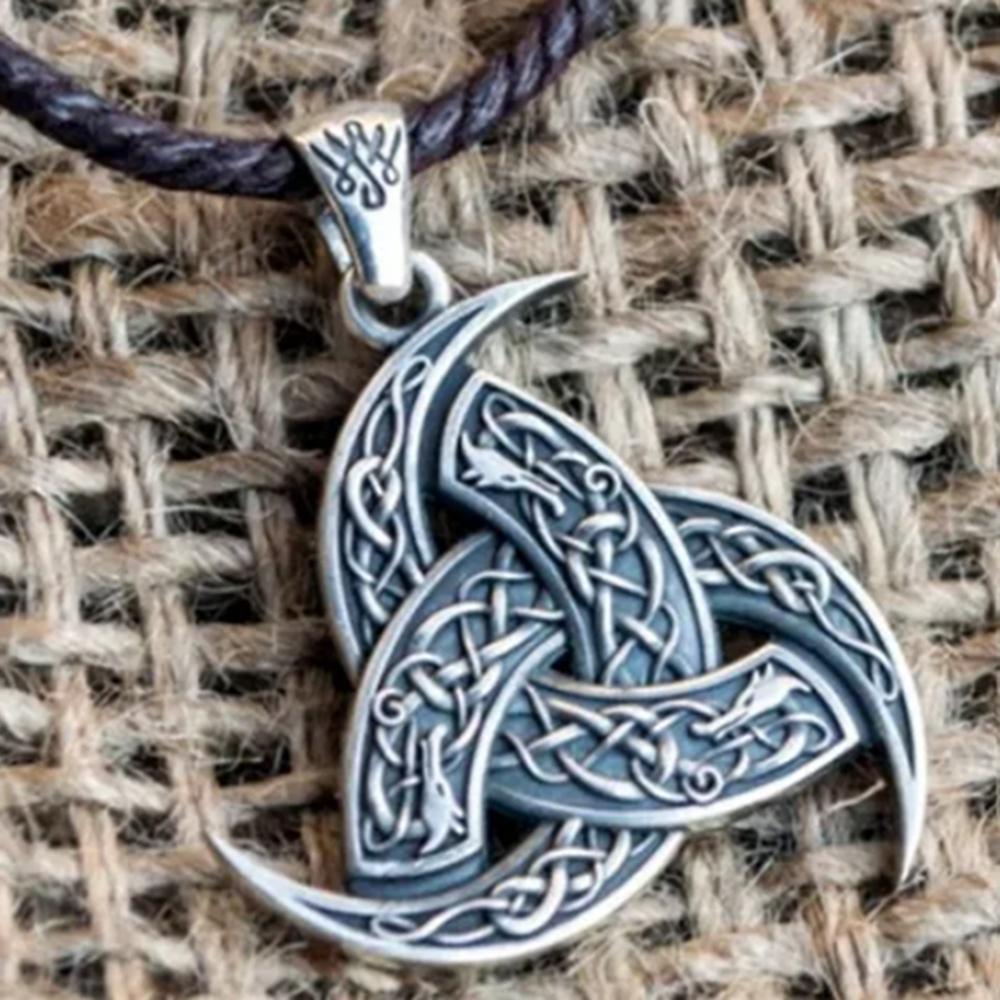 Винтажное ожерелье с подвеской в ​​стиле скандинавского викинга, черное кожаное ожерелье для лучшего друга, легендарный амулет викингов с узлом, подвеска, ювелирные изделия для мужчин