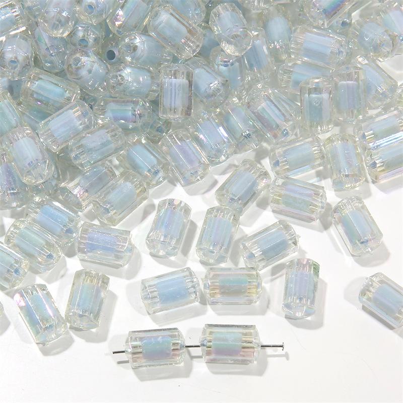 Бусины для браслета ручной работы, акриловые прозрачные матовые цветные гальванизированные бусины для колонн, глянцевые бусины в бусинах, бусины, браслет ручной работы своими руками, ожерелье, свободные бусины