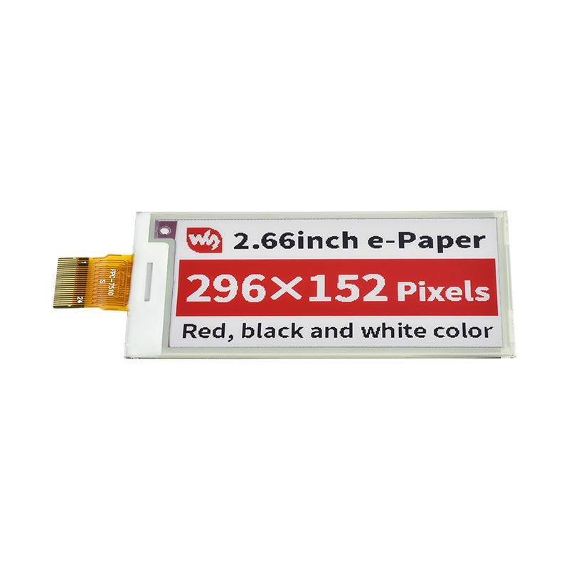 Weixue 2.66" e-Paper Display: Red-Black-White, 296×152 Pixels, SPI Communication
